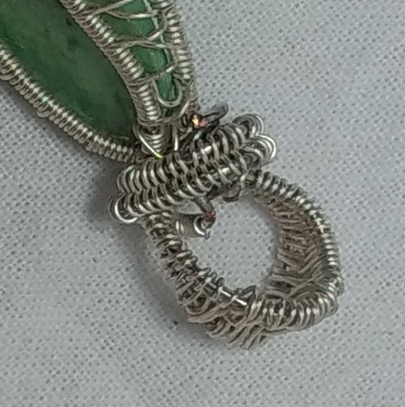 Oblong Oval Wire Wrapped Green Amazonite Pendant - Picture 8 of 8
